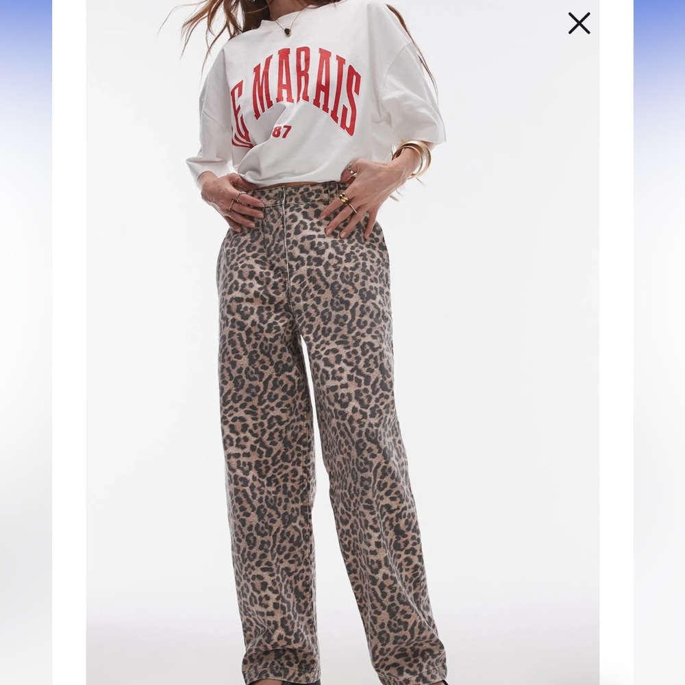 Topshop Brown Wide Leg Jeans